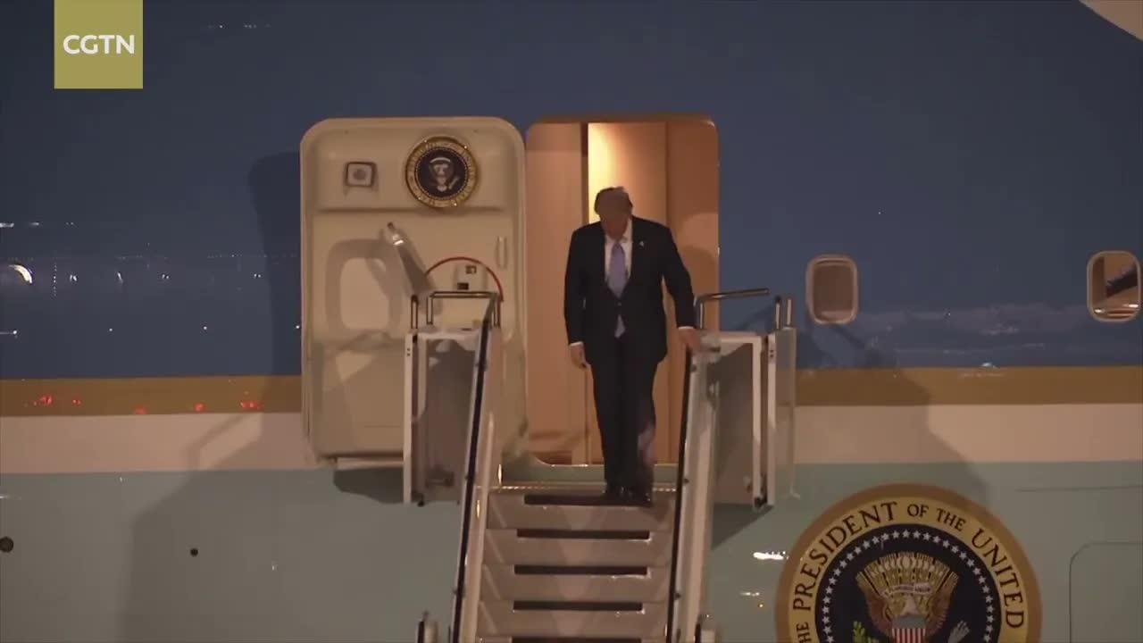 US President Donald Trump arrives in Beijing