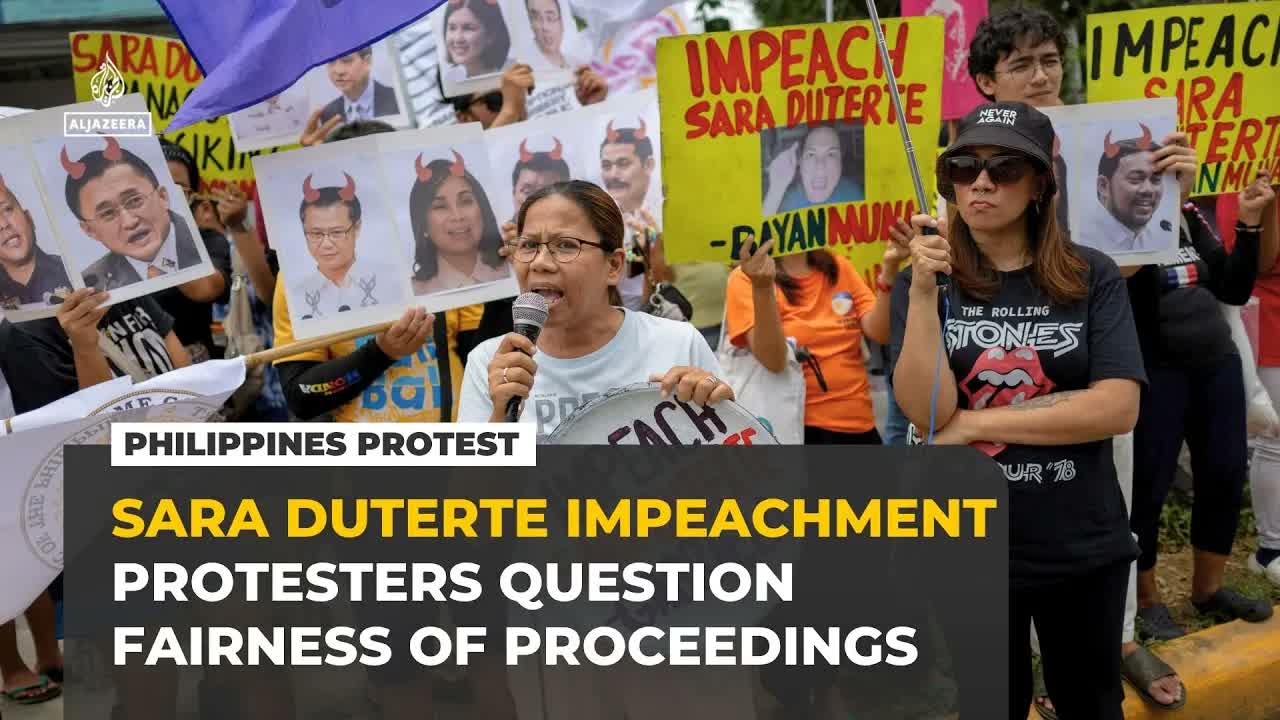 Protesters question fairness of VP Sara Duterte impeachment trial in Philippine Senate