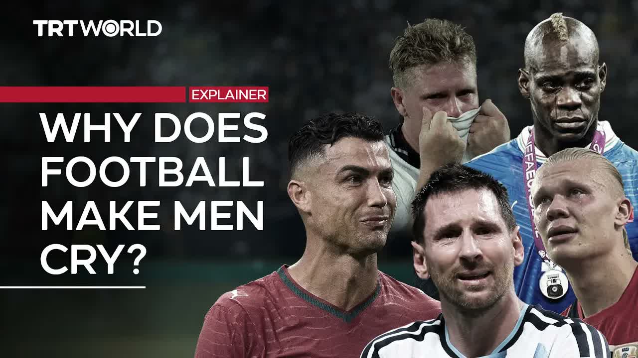 Why is football one of the few places where men are seen crying?