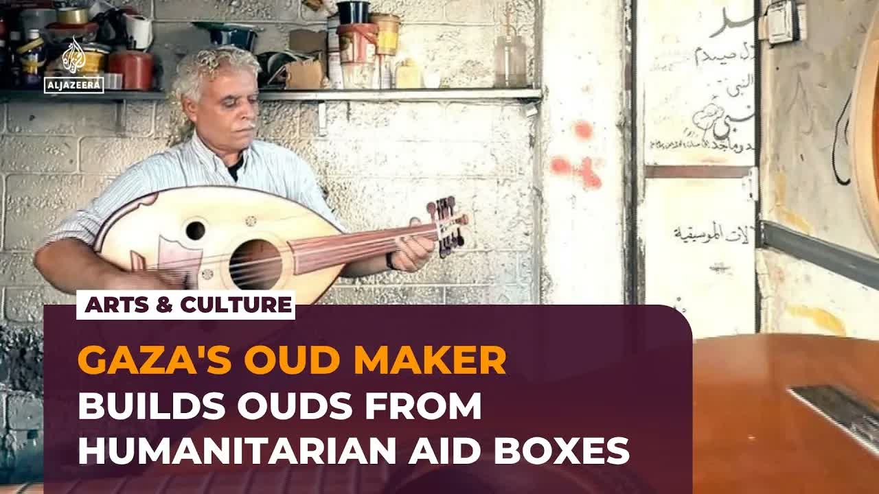 Gaza artist crafts ouds from aid box wood amid war shortages