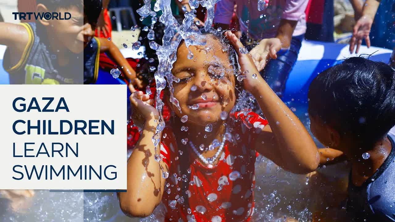Children in Gaza receive free swimming lessons