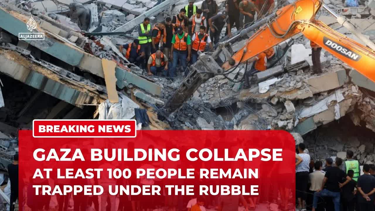 Gaza building collapse leaves at least 11 dead and more than 100 trapped
